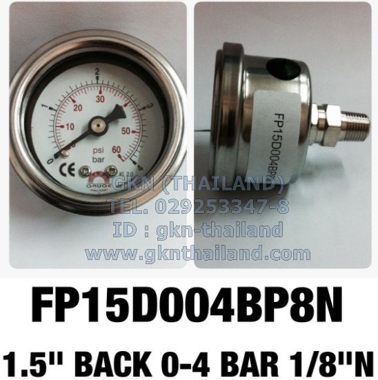 Safeguage Pressure Gauge 0-4 bar & 0-60 psi Dia.1.5" Conn.1/8"npt Back Type
